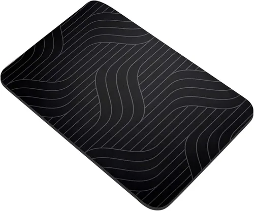 Vista 6 de Alfombrilla de baño de piedra de diatomita, de secado rápido, antideslizante, tierra de diatomeas, alfombra de baño, 15.7 x 23.6 in, color negro