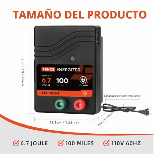 Vista 2 de Cargador eléctrico de la cerca, Energizer eléctrico de la cerca 6,7 Joule