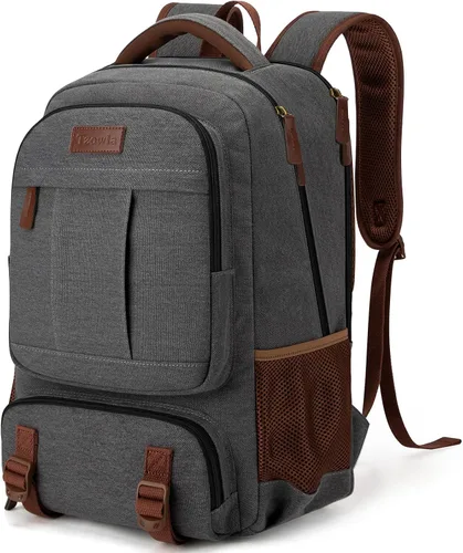 Vista 7 de Tzowla - Mochila de tela para portátil, mochila para hombres y mujeres, mochila para trabajo y viajes, compatible con portátil de 15.6 pulgadas