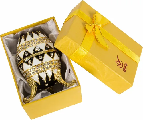 Vista 6 de QIFU Pintado a mano esmaltado pequeño huevo de Pascua estilo baratija caja con bisagras regalo único para la familia (QF3274)