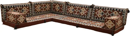Vista 34 de arabicsofa Juego de asientos Jalsa en forma de L – Majlis árabe hecho a mano con almohadas de respaldo