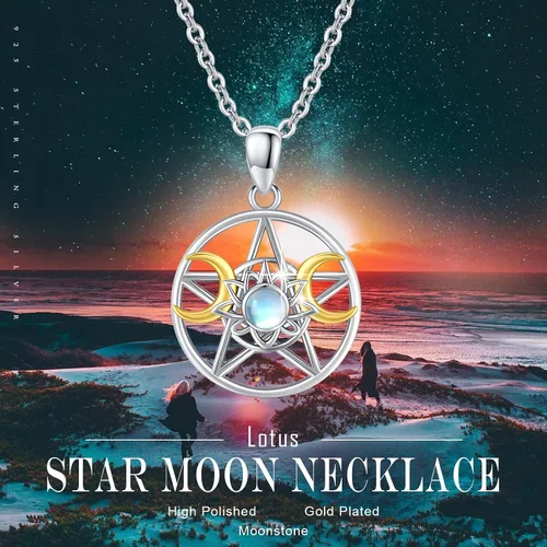 Vista 4 de CUOKA MIRACLE Sun Necklace 925 Sterling Silver Sun Moon Pendant Crescent Moon Necklaces Jewenry Pendant Celestial Jewelry Gifts for Women Mother's