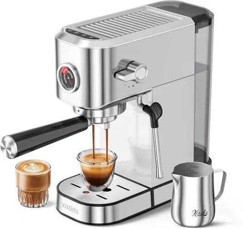 Vista 9 de XIXUBX Máquina de café expreso con espumador de leche para capuchino y café