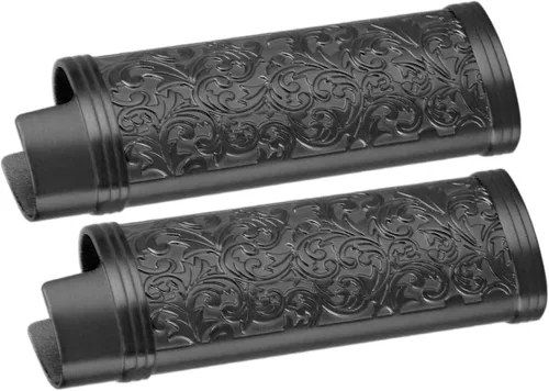 Vista 3 de Funda para encendedor de 2 piezas, estilo vintage, reutilizable, resistente aleación de zinc, estampado floral para protección de tamaño completo