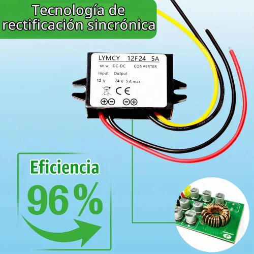 Vista 4 de Convertidor DC Boost de 12 V a 24 V, 5 A, 120 W, convertidor elevador de voltaje, módulo de fuente de alimentación impermeable, transformador