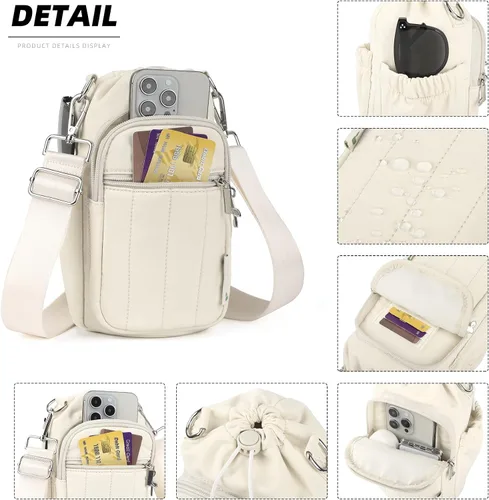 Vista 6 de Rueesh Bolsa para botella de agua con correa ajustable, bolsa de transporte de botellas con aislamiento RFID, bolsa cruzada para caminar