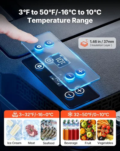 Vista 6 de VEVOR Refrigerador de 12 voltios, refrigerador de coche de 21.1 QT/20L para Tesla Model 3, compresor eléctrico portátil con control de aplicación