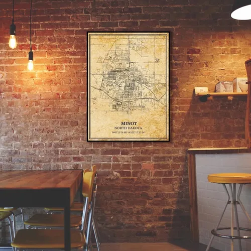 Vista 2 de TANOKCRS Minot Dakota del Norte, Estados Unidos, América, arte de pared, póster de impresión vintage, mapa, ilustración, viaje, recuerdo, regalo
