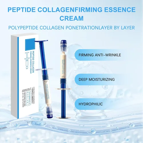 Vista 4 de Crema de esencia elástica de colágeno polipéptido, crema reafirmante antiarrugas con colágeno micromolecular para todo tipo de piel, 1 caja (2 tubos)