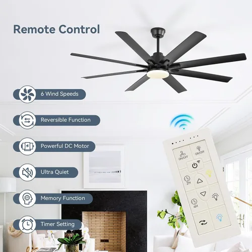 Vista 7 de Sofucor - Ventiladores de techo de 52 pulgadas con luces, ventilador de techo inteligente para interior/exterior con control remoto, funciona
