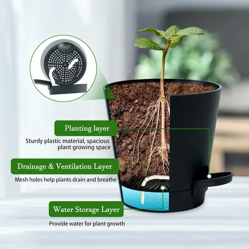 Vista 5 de Koalaime 3 juegos de macetas de pared para plantas de interior, macetas colgantes geométricas para plantas de interior, macetas de riego automático