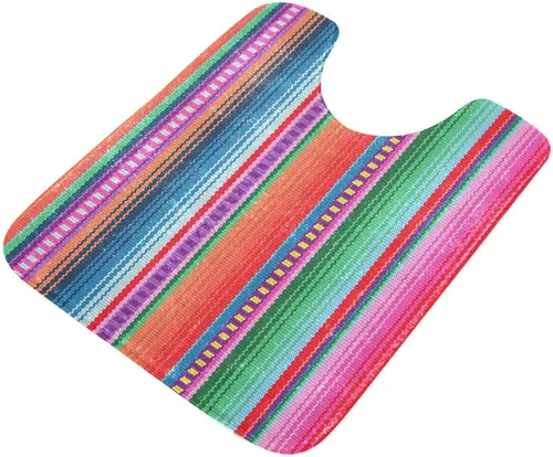 Vista 4 de YETTASBIN Juego de 2 alfombras de baño con diseño de rayas mexicanas, antideslizantes, de secado rápido, alfombra de ducha de felpa extrasuave