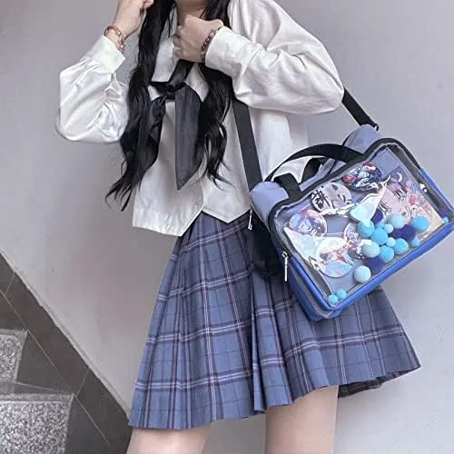 Vista 3 de Ita - Bolso cruzado transparente a juego de color japonés para anime, Lolita, bolsa de exhibición de anime, insignias de anime, bolso de mano