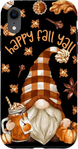 Vista 24 de Funda para iPhone 16 con diseño de especias de calabaza con diseño de gnomo de otoño