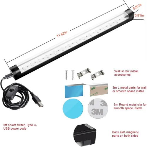 Vista 4 de Barra de Luz Negra 10W 1 pie LED Luz Negra UV para Póster de Tapiz Fluorescente, Pintura Corporal, Fiesta Brillante, Tiras de Luz UV para Gabinete