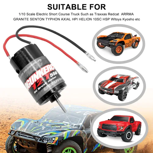 Vista 5 de OGRC Motor 550 12T - Motor cepillado para Traxxas Slash Redcat ARRMA AXIAL HSP HPI Wltoys Kyosho HELION camión RC escala 1/10 (12T)