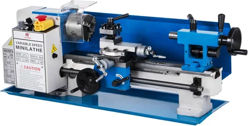 Vista 12 de VEVOR Torno de metal 7"x12", mini torno de mesa de precisión, 550W, velocidad variable de 50 a 2500 RPM, engranaje de nylon, lámpara móvil
