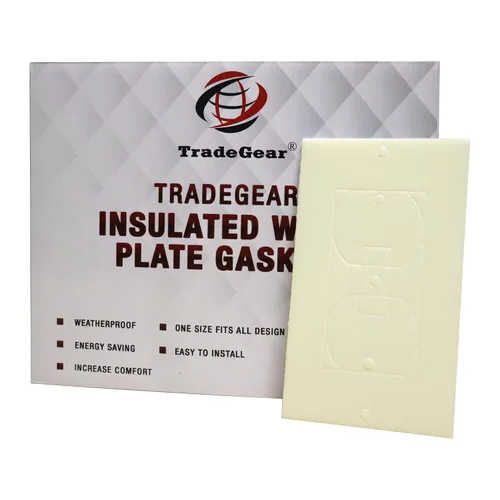 Vista 2 de TradeGear Junta de aislamiento de placa de pared, paquete de 100 unidades, junta de repuesto hecha con espuma aislante de polietileno resistente a