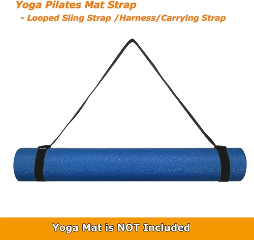 Vista 6 de Cosmos Correa para esterilla de yoga y pilates – Correa de transporte con bucles de banda elástica para pilates, ejercicios y aeróbicos, algodón