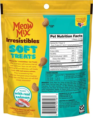 Vista 8 de Meow Mix Irresistibles y suaves golosinas para gatos hechas con salmón real