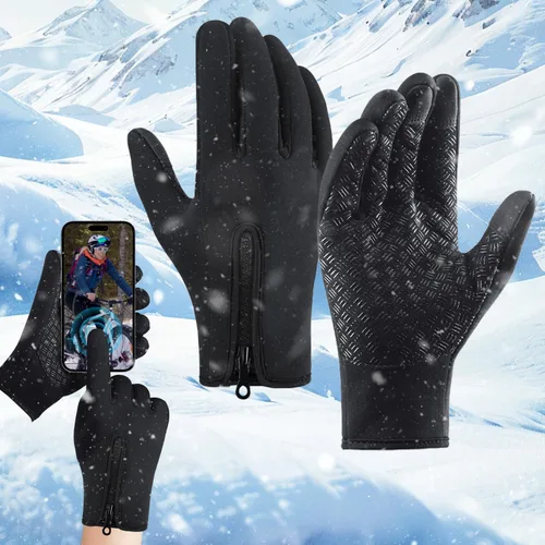 Vista 24 de Guantes de ciclismo de invierno para hombres y mujeres, impermeables, térmicos, agarre antideslizante para montar y actividades en clima frío