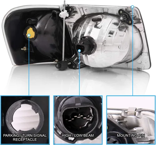 Vista 7 de AmeriLite Faros delanteros de repuesto para Ford Explorer Sport/Sport Trac Crystal Black 2001-2005 con lámpara de esquina, pares, lado del pasajero