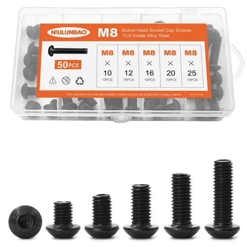 Vista 11 de Tornillos de cabeza de botón M3 x 6 mm, 8 mm, 10 mm, 12 mm, 16 mm, tornillos de cabeza de botón, acero de aleación de grado 10.9, acabado de óxido