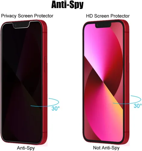 Vista 3 de Paquete de 3 protectores de pantalla de privacidad para iPhone 13 mini (5.4 pulgadas) Tempered Glass with Camera Lens Protector, Anti-Spy, Easy to