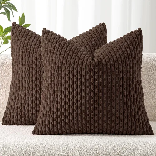 Vista 11 de MIULEE - Juego de 2 fundas decorativas cuadradas para cojines, de pana suave y con estilo campestre bohemio a rayas para decorar hogar, sofá, cama
