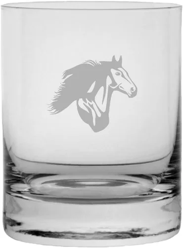 Vista 62 de Abaco Barb - Vaso de whisky con temática de caballo grabado (10.25 onzas)