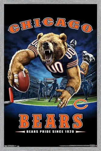 Vista 16 de Trends International NFL Chicago Bears - Póster de pared de End Zone 17, 14.725 x 22.375 pulgadas, versión enmarcada de madera de granero