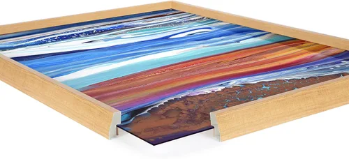 Vista 5 de Kate and Laurel Blake Coastal Currents - Arte de pared de vidrio impreso enmarcado por Xizhou Xie, 18 x 24 pulgadas, natural, arte abstracto moderno