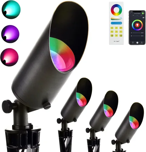 Vista 10 de Iluminación de paisaje RGB iYogaled, foco al aire libre, control remoto
