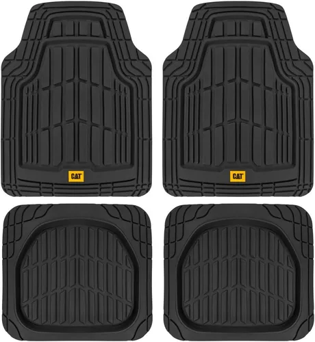 Vista 11 de Cat ToughRide - Tapetes de goma resistentes de 3 piezas para todo el año, para automóvil, camión, camioneta, SUV, color negro, ribete prémium