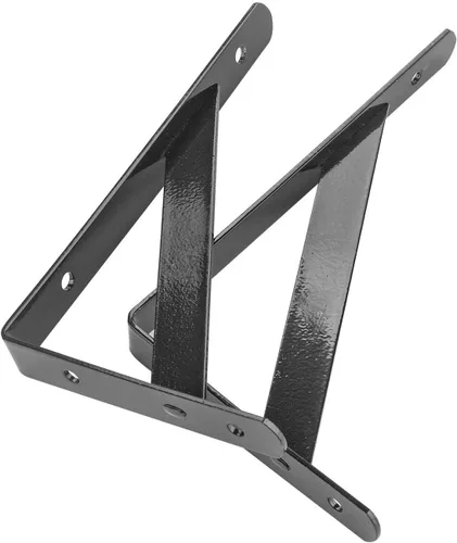 Vista 5 de Eau L - Soportes de estante resistentes, 6 unidades, soporte de esquina negro de 4 x 6 pulgadas, estantes flotantes de 90 grados, soportes