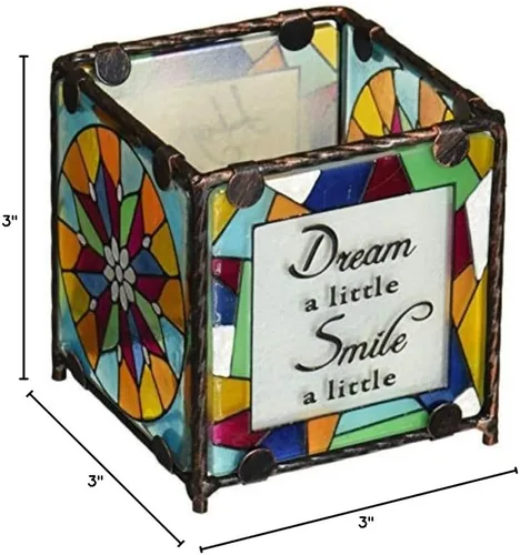 Vista 4 de Shine on Me by Pavilion - Portavelas de cristal, Dream Smile Hope Laugh Sentiment, 3 x 3 pulgadas
