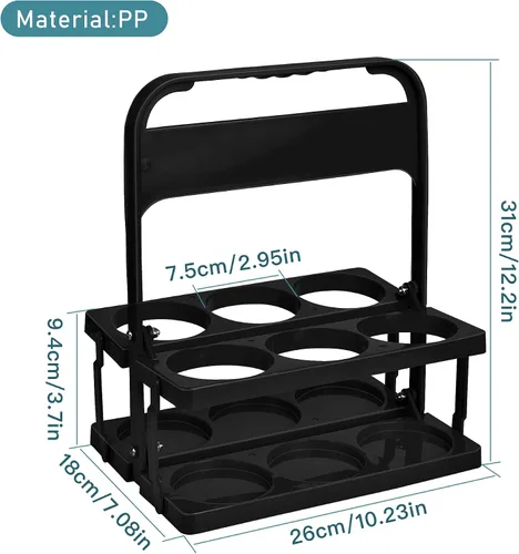 Vista 2 de Portavasos portátil de plástico, portavasos plegable con asa, portador de bebidas de 6 agujeros plegable, ideal para conductores de automóvil Eats