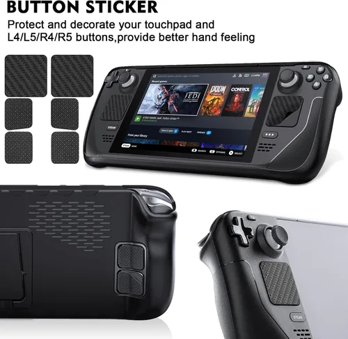 Vista 6 de Mozuper - Funda protectora para plataforma de vapor protector de TPU con soporte plegable y accesorios de calcomanías de panel táctil a prueba