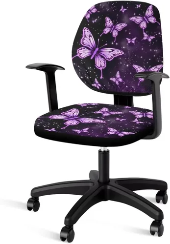 Vista 46 de Funda para silla de oficina con diseño de mariposa de 2 piezas, fundas para silla de juegos, bonitas fundas transpirables para silla de escritorio