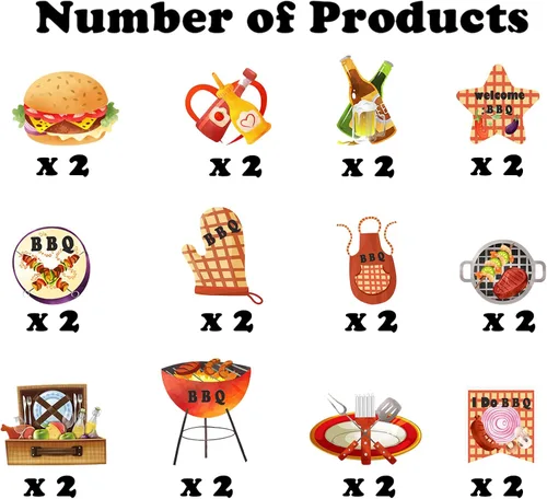 Vista 3 de 48 remolinos colgantes para barbacoa para patio trasero, fiesta de picnic de verano, parrilla de hamburguesa de doble cara, decoraciones de fiesta