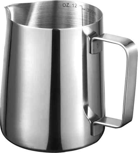 Vista 9 de Jarra espumadora de leche espresso de 12 oz/20 onzas, jarra espumadora de leche de acero inoxidable 304 para hacer café, café con leche, arte
