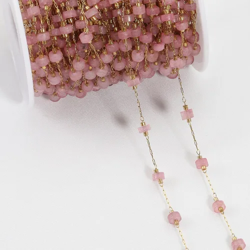 Vista 12 de GIOTEL Cadena de cuentas de piedra natural de acero inoxidable de 3.3 ft para pulseras hechas a mano, collares, collares, materiales de fabricación