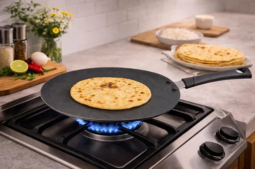 Vista 2 de Roti Pan antiadherente Chapati Tawa Roti Tawa Paratha Tawa Panel de aluminio Grosor 2,6 MM Tortilla Pan Dosa Tava Plancha Pancake