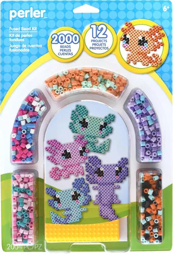 Vista 6 de Perler Juego de cuentas de fusibles de animales del bosque, 2000 piezas, 7 proyectos Arco de amigos del bosque