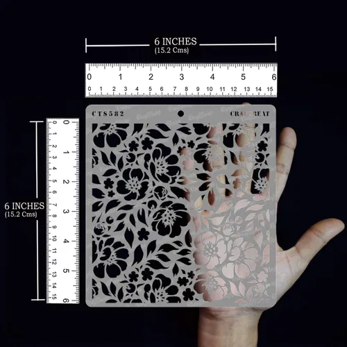 Vista 3 de CrafTreat - Plantillas reutilizables de flores para pintar sobre madera, lienzo, papel, tela, suelo, pared y azulejo - Fondo de anémona - 6x6