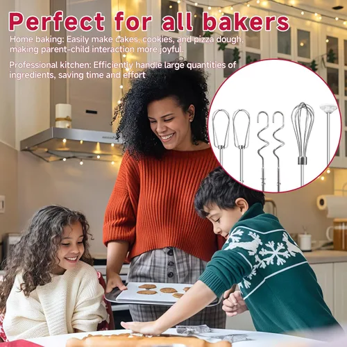 Vista 7 de Batidor de mano para batidora de mano Kitchenaid KHM3 KHM5 KHM7 KHM9, incluye batidor, varilla de mezcla y gancho para masa, accesorios de batidora