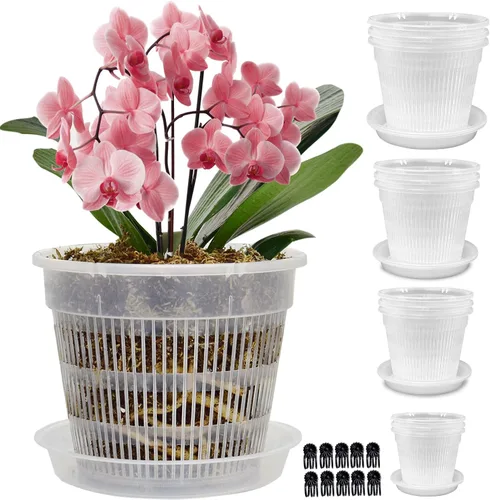 Vista 15 de Macetas para Orquídeas, Paquete de 12 Macetas para Orquídeas de 4.5 Pulgadas con Agujeros, Maceta Ranurada Transpirable para Orquídeas