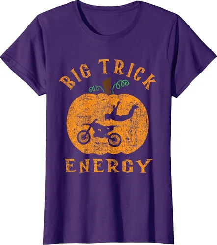 Vista 21 de Dirt Bike Motocross Halloween - Pumpkin Jack O Lantern T-Shirt Asphalt Grey