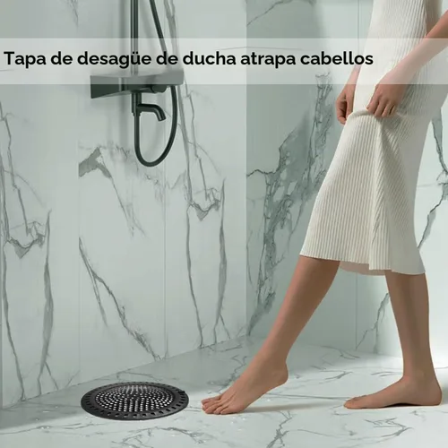 Vista 5 de Huntonry Atrapador de Pelo para Ducha y Bañera, Protector de Drenaje para Bañera y Lavabo, Plano y Redondo, Negro