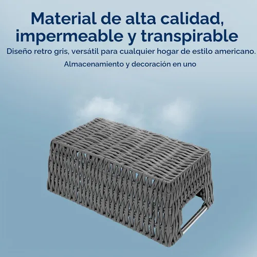 Vista 4 de Whitmor Rattique - Canasto para estante pequeño, gris